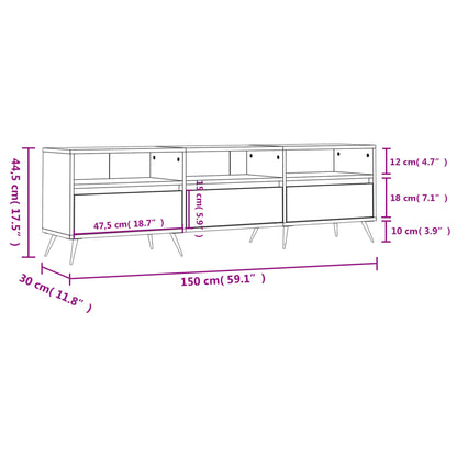 TV-benk svart 150x30x44,5 cm konstruert tre