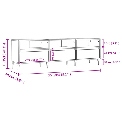 TV-benk svart 150x30x44,5 cm konstruert tre