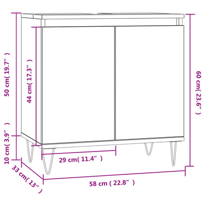 Baderomsservantskap hvit 58x33x60 cm konstruert tre