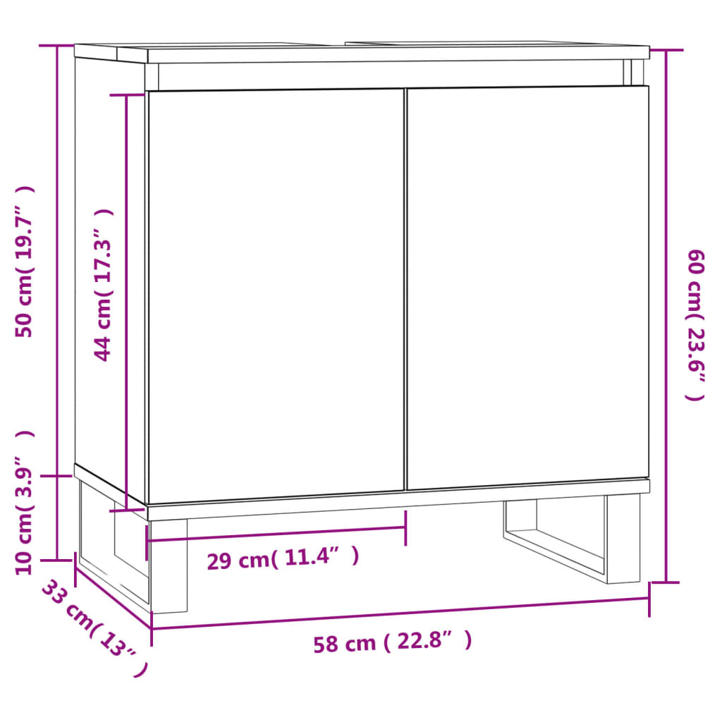 Baderomsservantskap svart 58x33x60 cm konstruert tre