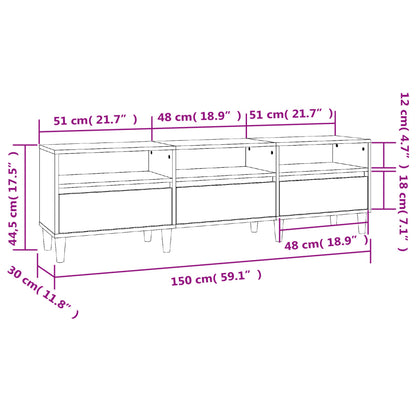 TV-benk svart 150x30x44,5 cm konstruert tre