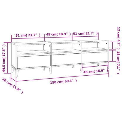 TV-benk hvit 150x30x44,5 cm konstruert tre