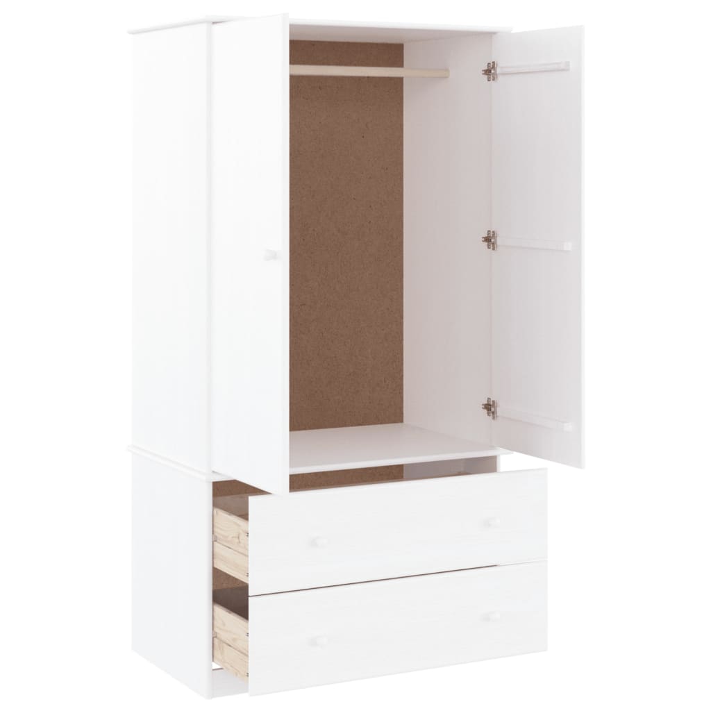 Skap Garderobe ALTA hvit 90x55x170 cm heltre furu