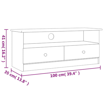 TV-Møbel Hvit TV-benk med skuffer ALTA 100x35x41 cm heltre furu