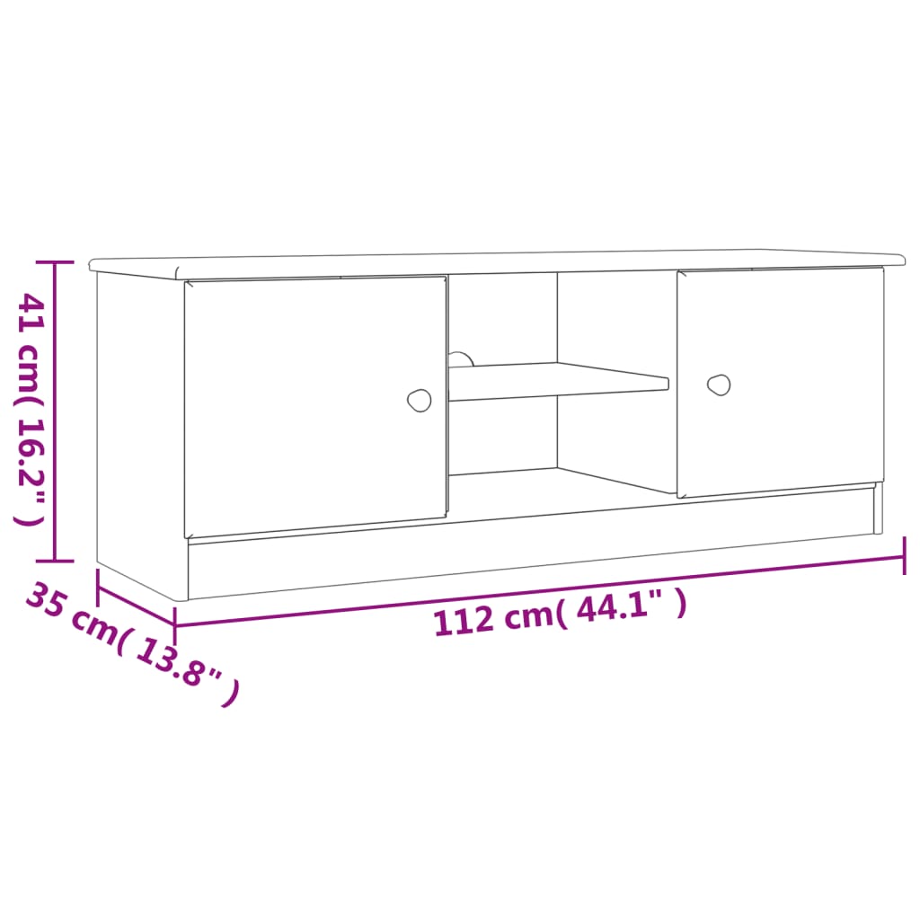 TV-benk ALTA 112x35x41 cm heltre furu