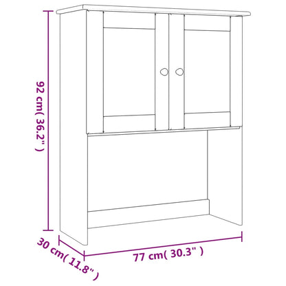 Skap Topp til kommode ALTA hvit 77x30x92 cm heltre furu