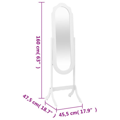 Veggspeil Frittstående hvit 45,5x47,5x160 cm konstruert tre