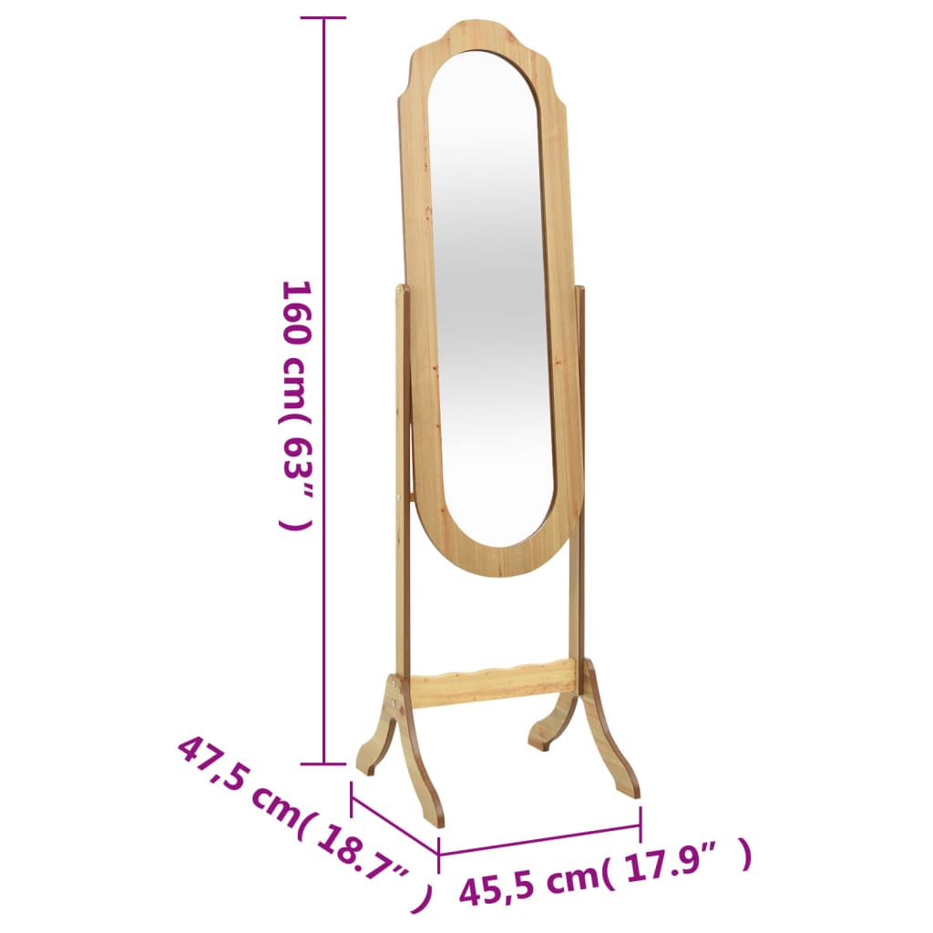 Veggspeil Frittstående 45,5x47,5x160 cm konstruert tre