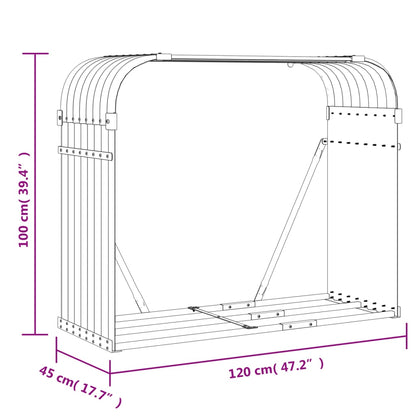 Vedskjul antrasitt 120x45x100 cm galvanisert stål