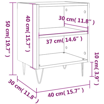 Nattbord Sengbord betonggrå 40x30x50 cm konstruert tre