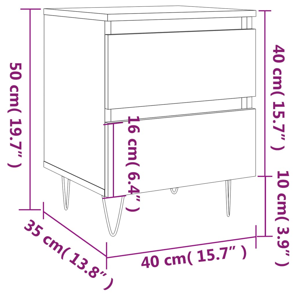 Nattbord Sengbord røkt eik 40x35x50 cm konstruert tre