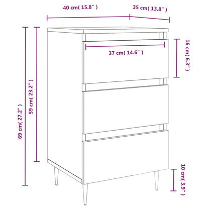 Nattbord Sengbord sonoma eik 40x35x69 cm konstruert tre