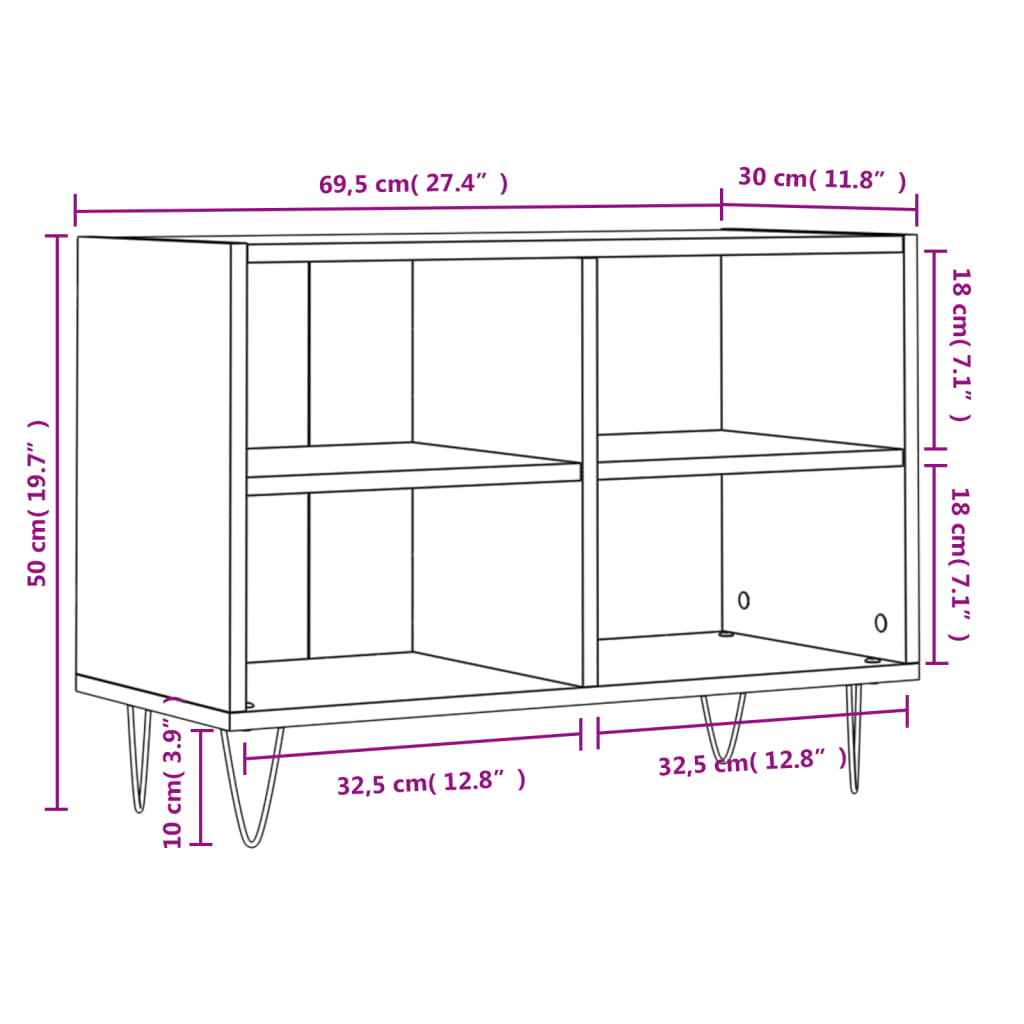 TV-benk hvit 69,5x30x50 cm konstruert tre