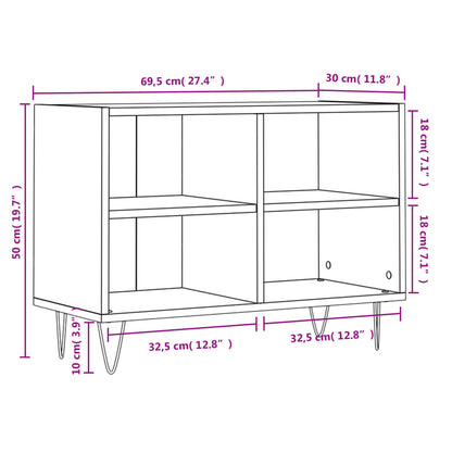 TV-benk svart 69,5x30x50 cm konstruert tre