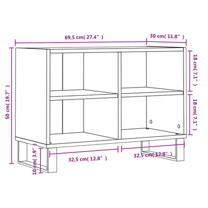 TV-benk hvit 69,5x30x50 cm konstruert tre