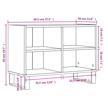 TV-benk grå sonoma 69,5x30x50 cm konstruert tre