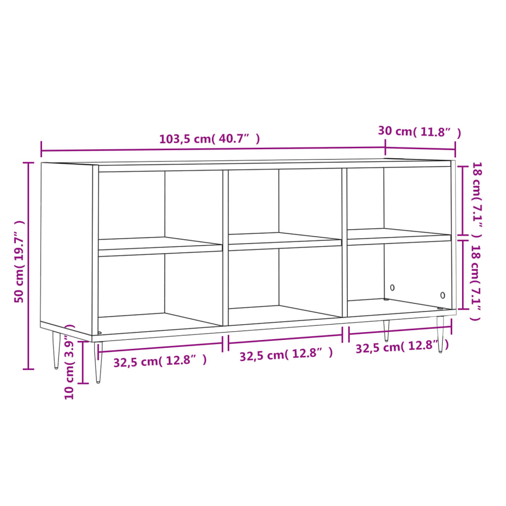 TV-benk betonggrå 103,5x30x50 cm konstruert tre