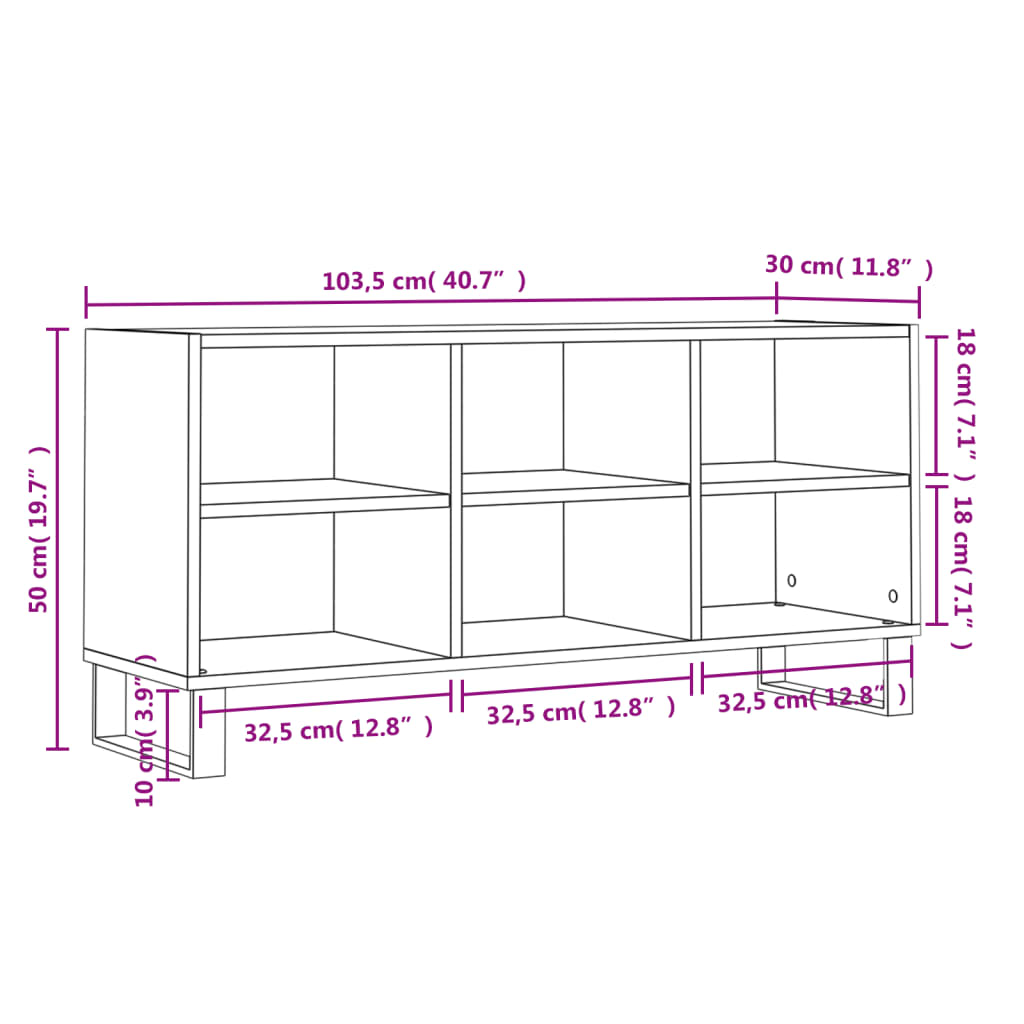 TV-benk betonggrå 103,5x30x50 cm konstruert tre