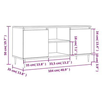 TV-benk hvit 104x35x50 cm konstruert tre