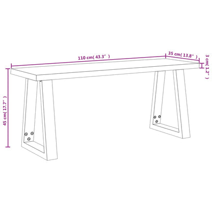 Sittebenk med naturlig kant 110 cm heltre akasie