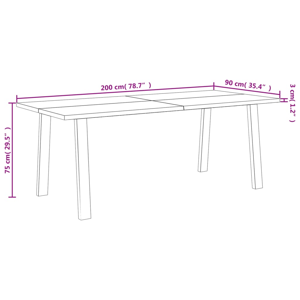 Spisebord Kjøkkenbord 200x90x75 cm heltre akasie