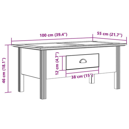 Salongbord Sofabord Grå BODO 100x55x46 cm heltre furu