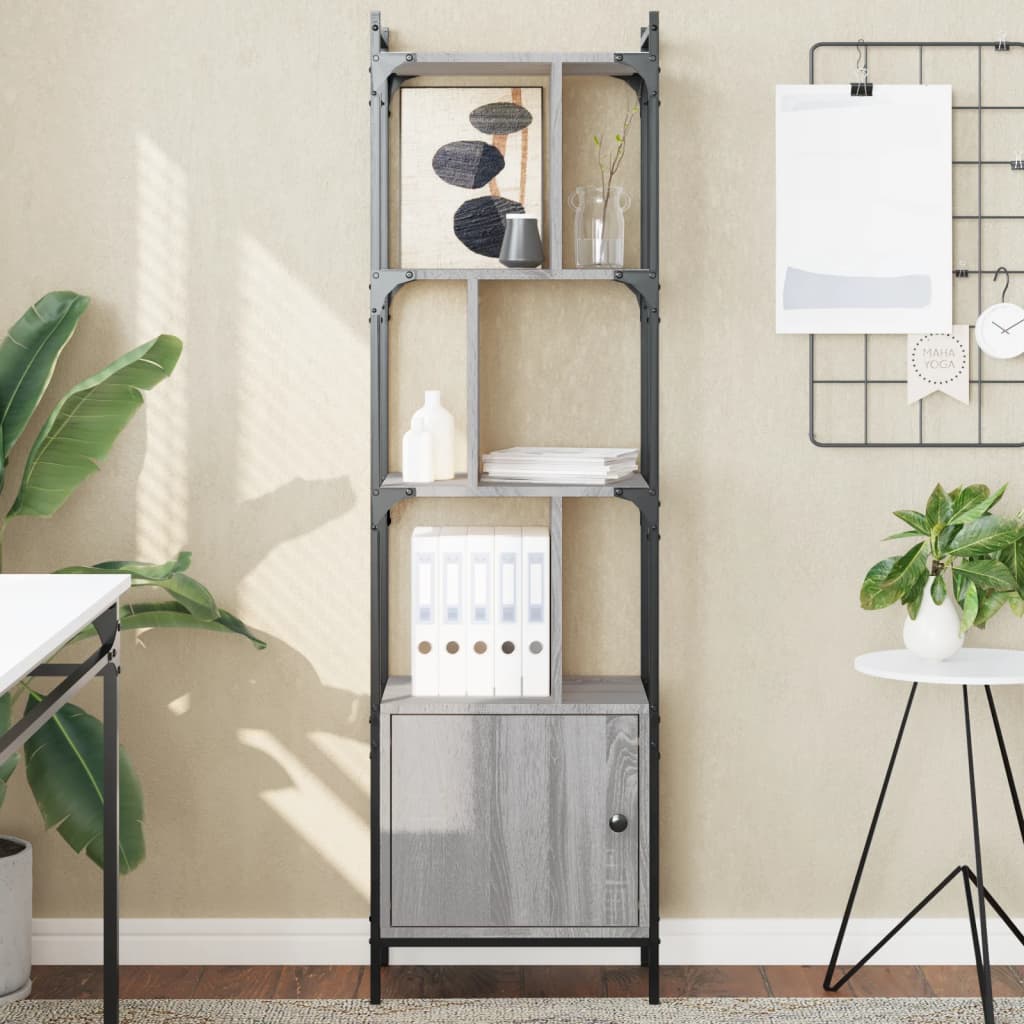 Bokhylle Sonoma Grå med dører 44,5x30x154,5 cm