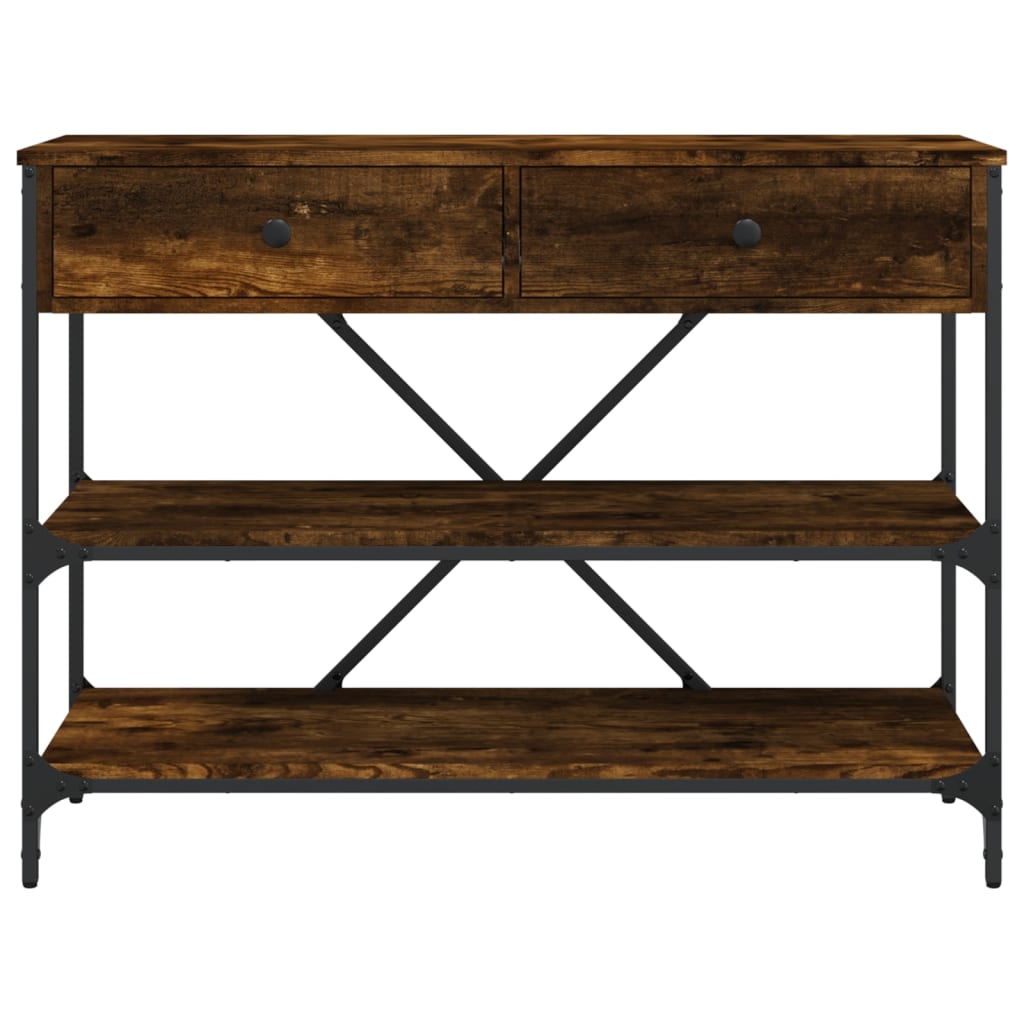 Avlastningsbord Konsollbord Røkt Eik med skuffer og hyller