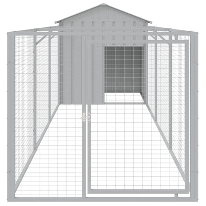 Hundehus med tak lysegrå 117x405x123 cm galvanisert stål