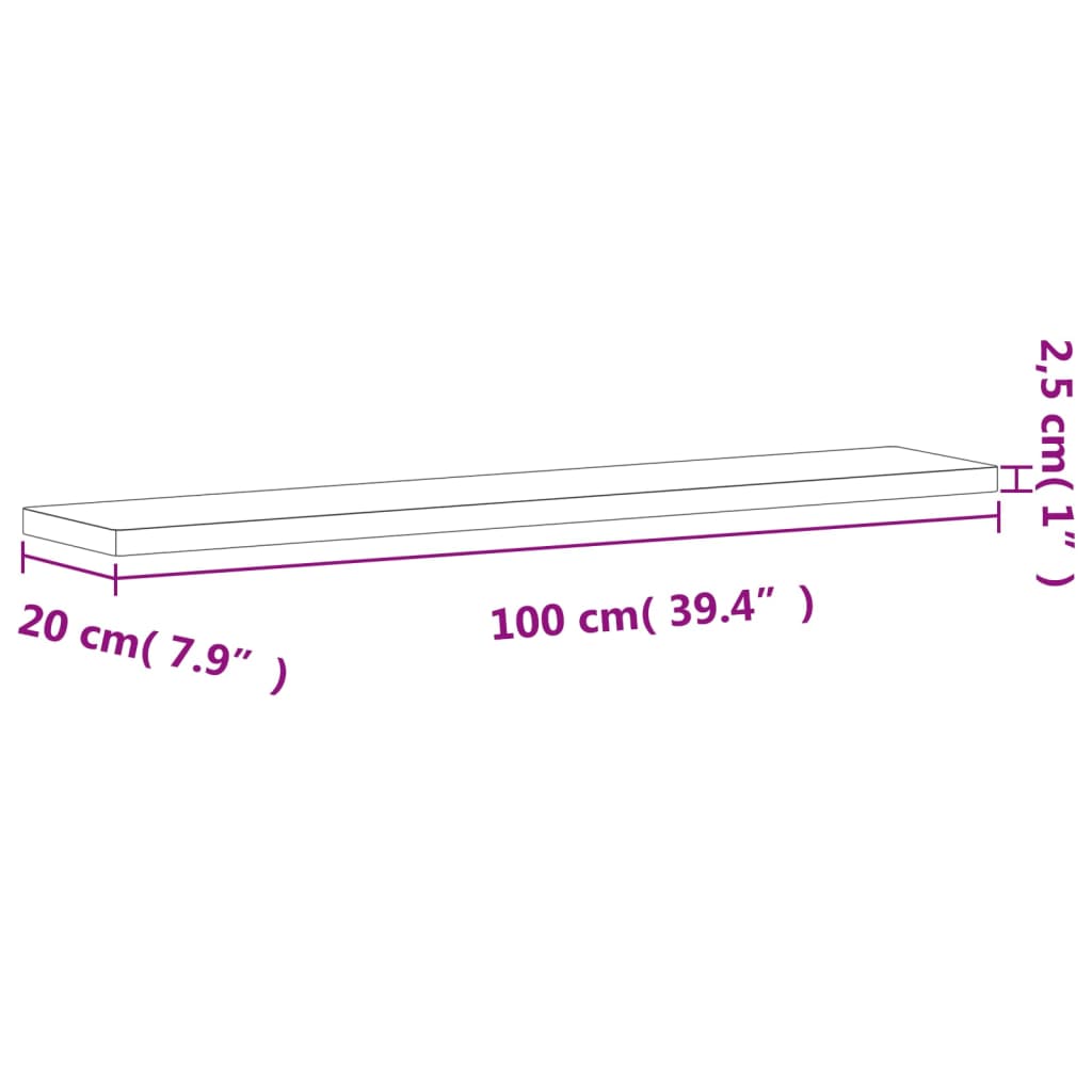 Hylleplate 100x20x2,5 cm heltre bøketre