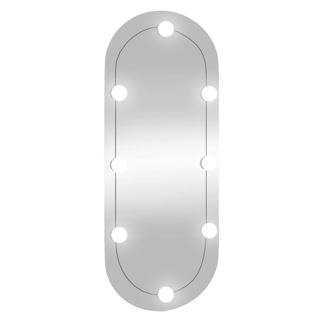 Veggspeil med LED-lys 30x70 cm glass oval