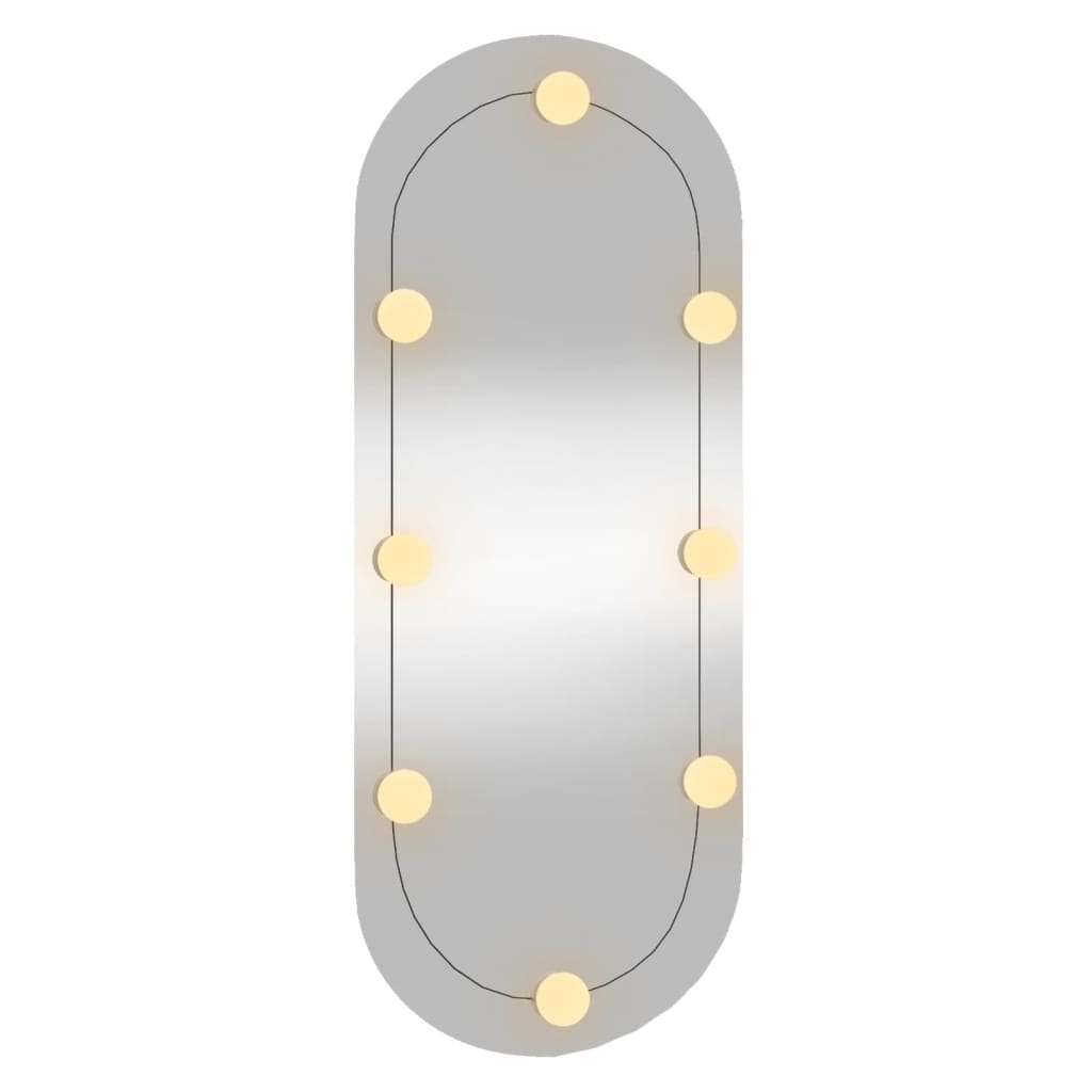 Veggspeil med LED-lys 30x70 cm glass oval