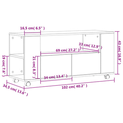 TV-benk hvit 102x34,5x43 cm konstruert tre