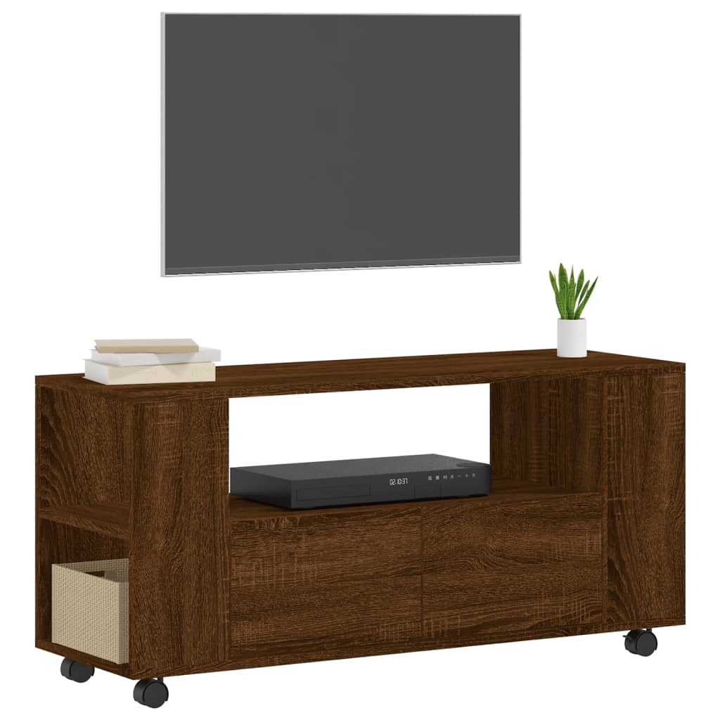 TV-benk brun eik 102x34,5x43 cm konstruert tre