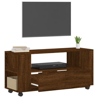 TV-benk brun eik 102x34,5x43 cm konstruert tre