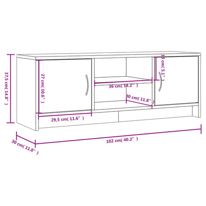 TV-benk brun eik 102x30x37,5 cm konstruert tre