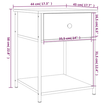 Nattbord Sengbord røkt eik 44x45x58 cm konstruert tre