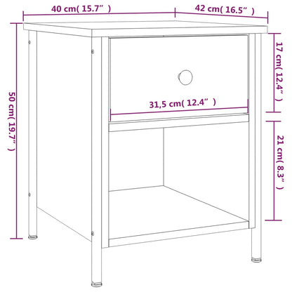 Nattbord Sengbord røkt eik 40x42x50 cm konstruert tre