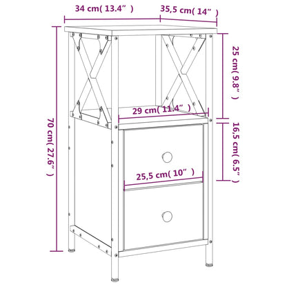 Nattbord Sengbord svart 34x35,5x70 cm konstruert tre