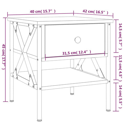 Nattbord Sengbord sonoma eik 40x42x45 cm konstruert tre