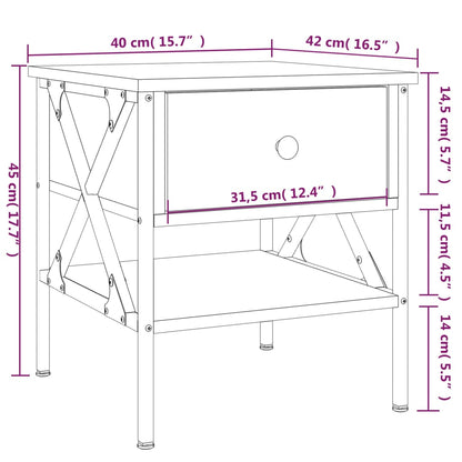 Nattbord Sengbord røkt eik 40x42x45 cm konstruert tre