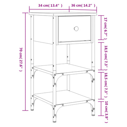 Nattbord Sengbord svart 34x36x70 cm konstruert tre