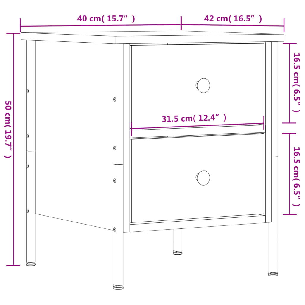 Nattbord Sengbord svart 40x42x50 cm konstruert tre