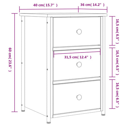 Nattbord Sengbord svart 40x36x60 cm konstruert tre