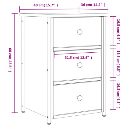 Nattbord Sengbord sonoma eik 40x36x60 cm konstruert tre