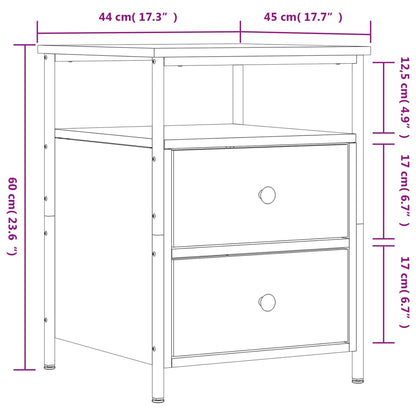 Nattbord Sengbord sonoma eik 44x45x60 cm konstruert tre