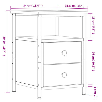 Nattbord Sengbord svart 34x35,5x50 cm konstruert tre