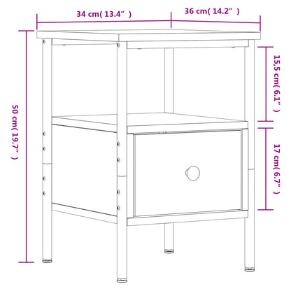 Nattbord Sengbord svart 34x36x50 cm konstruert tre