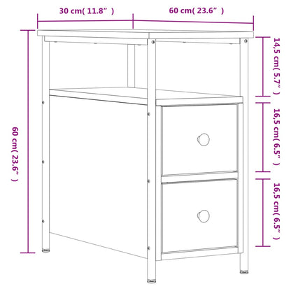 Nattbord Sengbord svart 30x60x60 cm konstruert tre