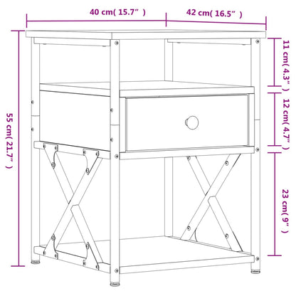 Nattbord Sengbord røkt eik 40x42x55 cm konstruert tre